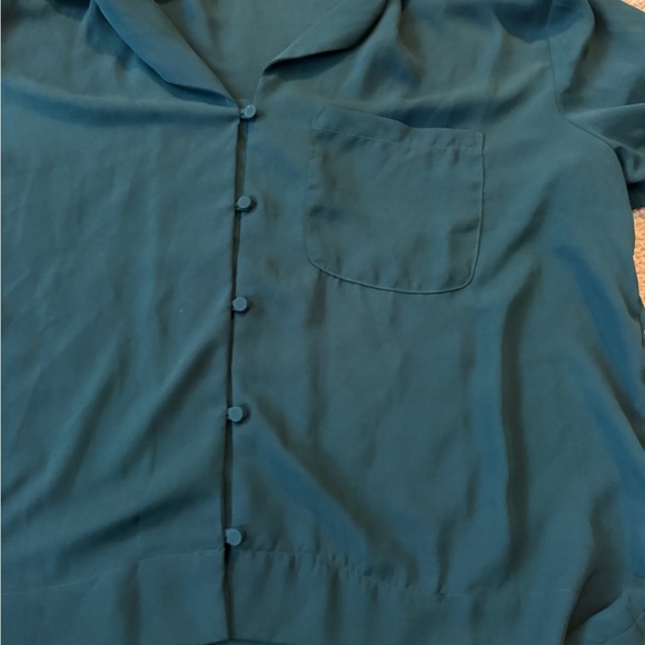 Lulu's Blue Short Sleeve Button Down Shirt - Picture 2 of 6